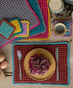 Haakpatroon Durable Coral Placemat En Onderzetters Wafelsteek