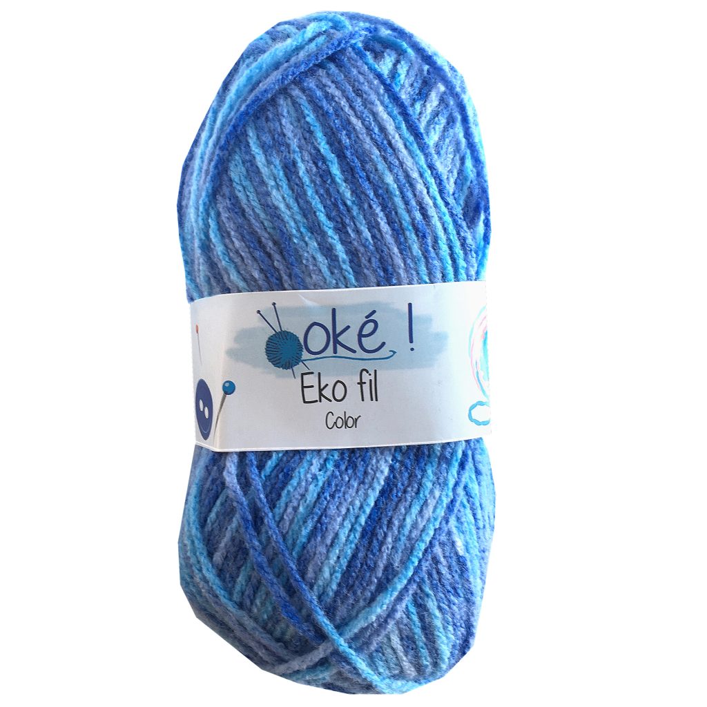 blauw gemeleerd acrylgaren - Ekofil - goedkoopgaren.nl