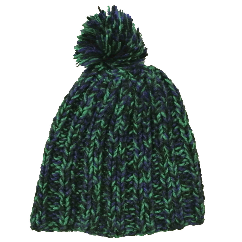 blauw groene muts met dubbeldraads populair acryl garen