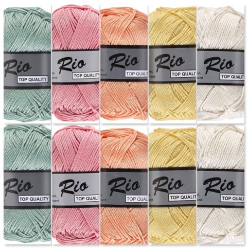 Cadeauset 5 - 10 bollen katoen garen - lieve kleuren Rio voordeelset