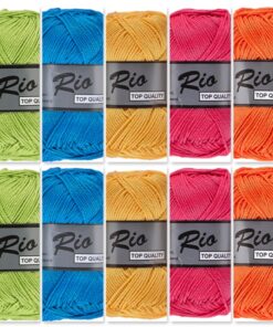 Cadeauset 1 - 10 bollen katoen garen - vrolijke kleuren Rio voordeelset