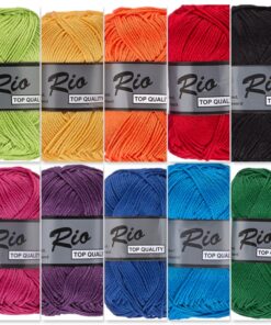 Cadeauset 7 - 10 bollen katoen garen - regenboog kleuren Rio voordeelset