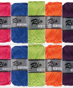 Cadeauset 1 - 10 bollen katoen garen - frisse kleuren Rio voordeelset