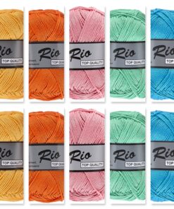 Cadeauset 10 - 10 bollen katoen garen - zachte lente kleuren Rio voordeelset