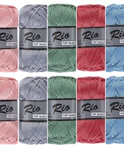 Cadeauset 16 - 10 bollen katoen garen - zachte vintage kleuren Rio