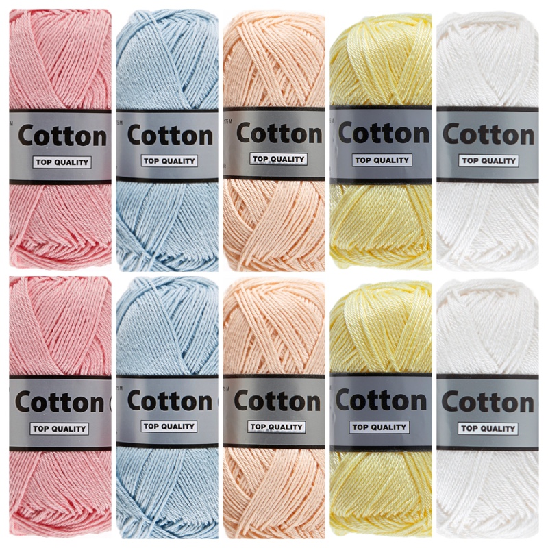 Cotton lieve pastel kleuren - 10 bollen katoen garen - GoedkoopGaren.nl