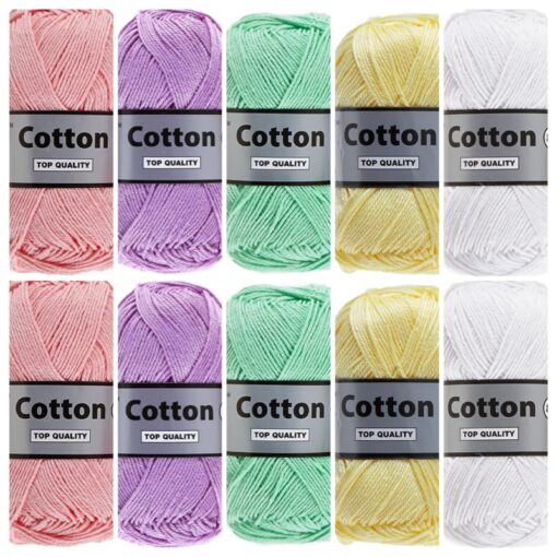 Cotton eight zachte pastel kleuren - 10 bollen katoen garen