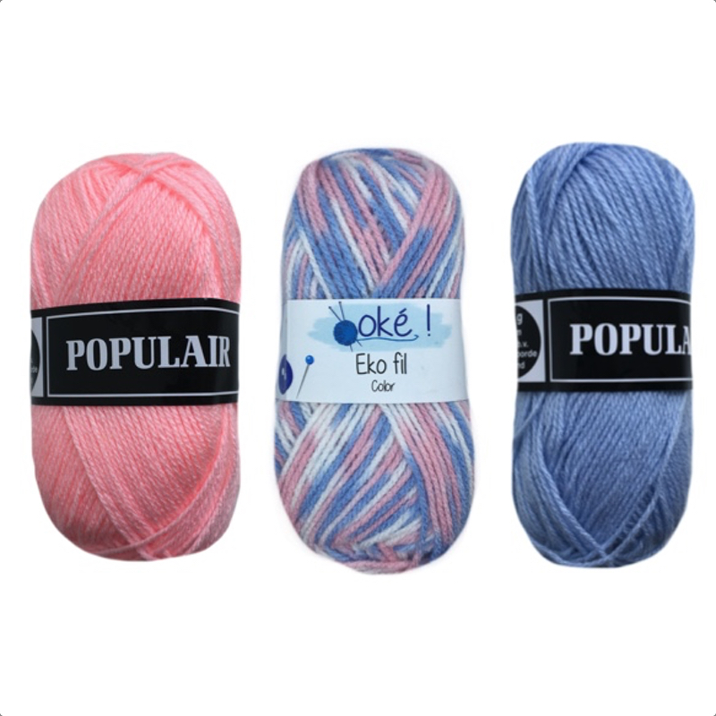 ekofil licht blauw roze 3 bollen