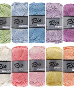 10 bollen katoen garen - pastel regenboog kleuren Rio