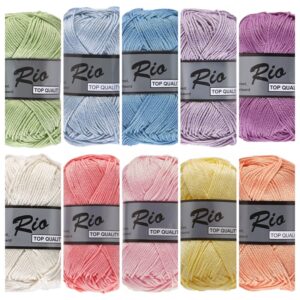 10 bollen katoen garen - pastel regenboog kleuren Rio