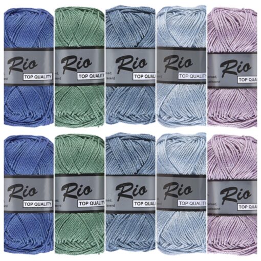 10 bollen katoen garen - jeans vintage kleuren Rio