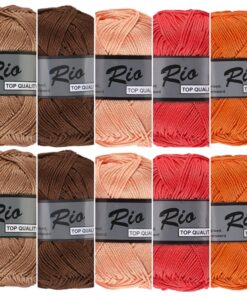10 bollen katoen garen - Rio bruin roze kleuren