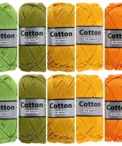 Cotton eight groen geel kleuren - 10 bollen katoen garen