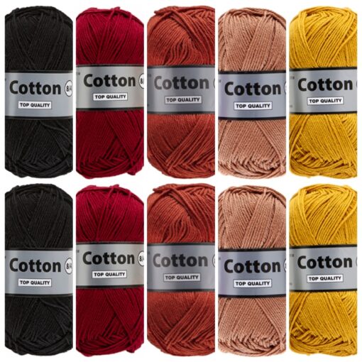 Cotton eight bruin oker kleuren - 10 bollen katoen garen