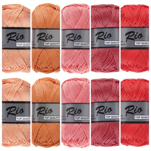 10 bollen katoen garen - Rio zalm roze kleuren