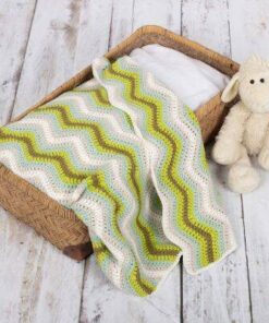 Haakpakket ripple baby deken groen met ivoor van durable