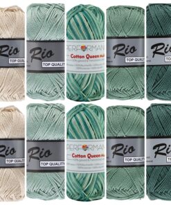 Rio en Queen vintage groen katoengaren pakket