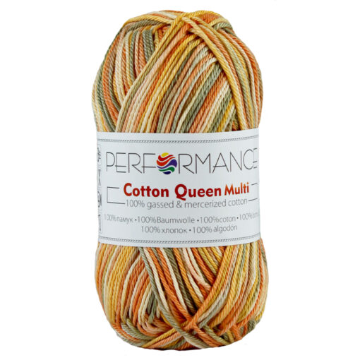 Cotton queen multi oranje bruin (10402) - katoen garen