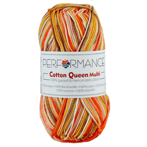 Cotton queen multi oranje beige (9075) - katoen garen