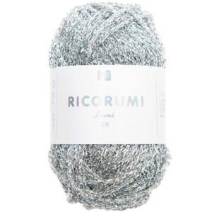 3 bollen Ricorumi lame zilver - polyester en polyamide