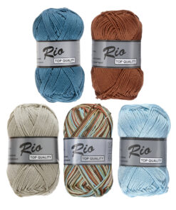 10 bollen katoen garen - Rio multi 638 blauw bruin