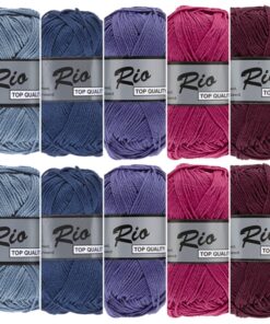 10 bollen katoen garen - Rio roze paars blauw