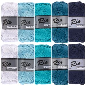 10 bollen katoen garen - Rio blauw wit