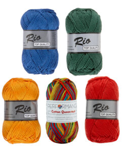 Rio en Queen frisse regenboog katoengaren pakket 5 kleuren