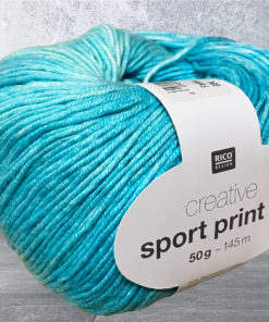 Sport print dk aqua marijn katoen en acrylgaren
