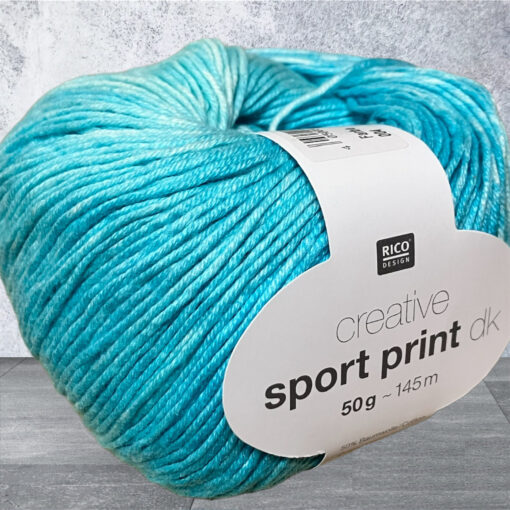 Sport print dk aqua marijn katoen en acrylgaren