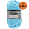 coton 5 lammy 049 blauw partij van 7 bollen