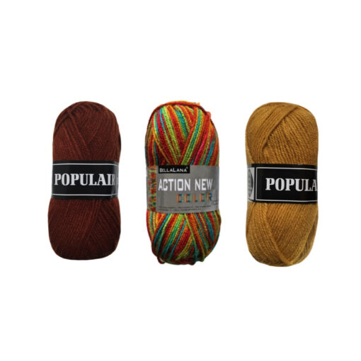 Kleurencombi bruin oker - 3 bollen action new en populair