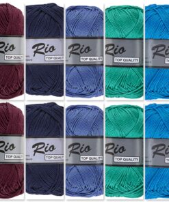 10 bollen katoen garen - verrassende blauw groen bordeaux kleuren Rio