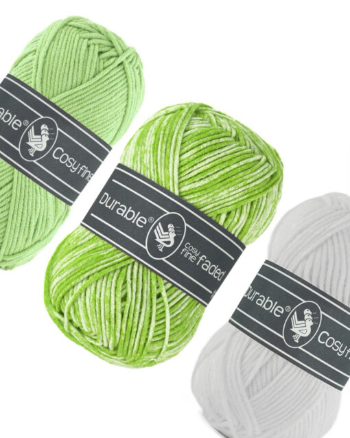 Durable kleurenset Cosy fine groen wit kleuren - 3 bollen