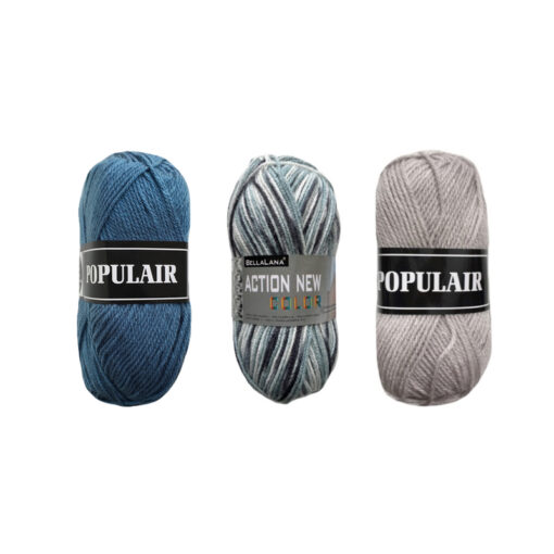 Kleurencombi petrol grijs - 3 bollen action new en populair