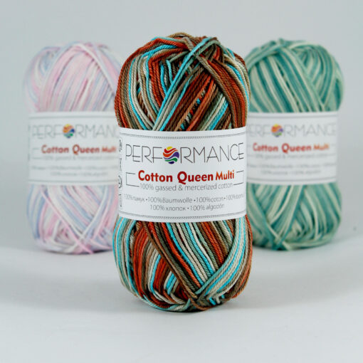 Cotton queen multi bruin blauw (10405) - katoen garen
