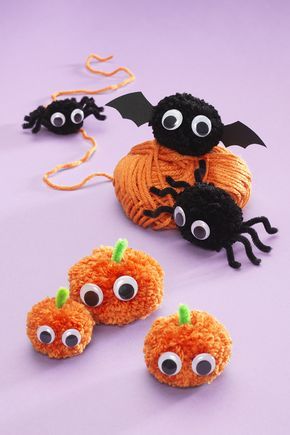 pompoen halloween versieringen maken met wol