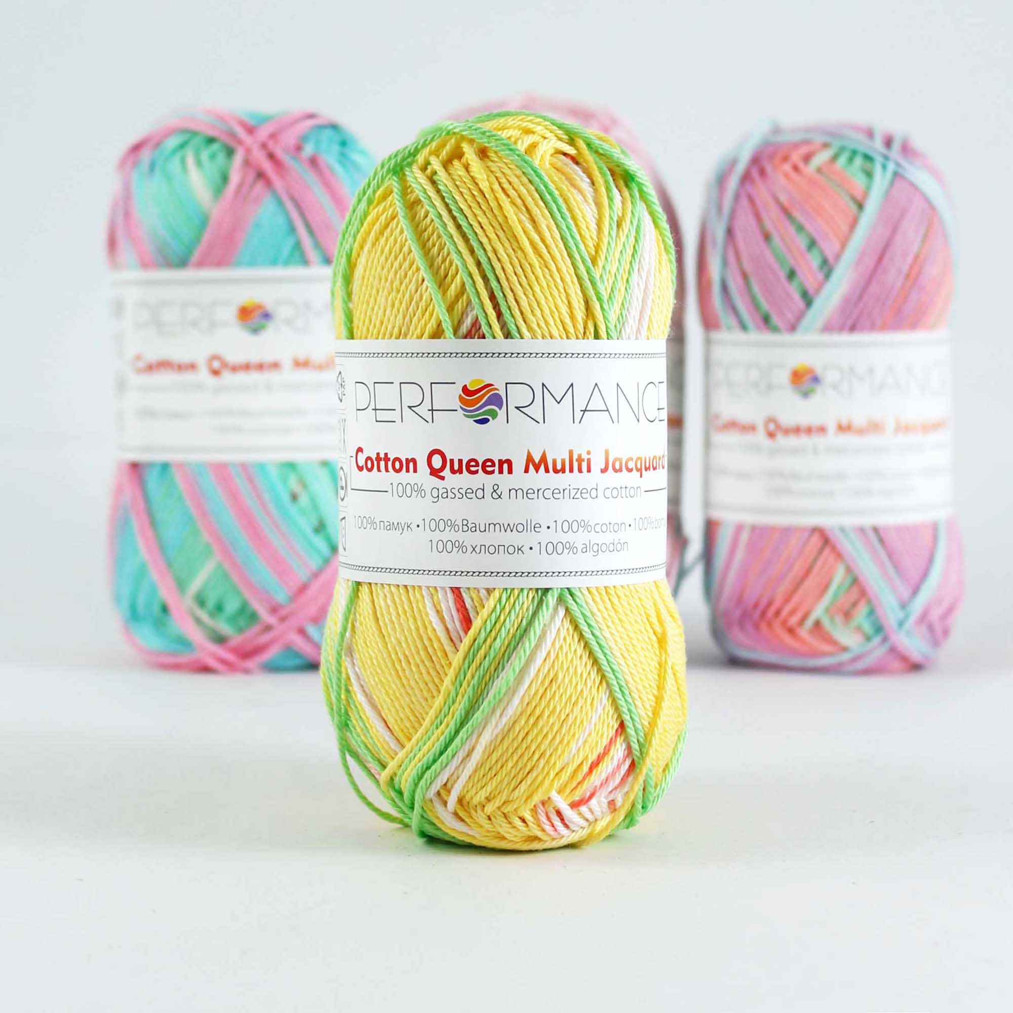 Cotton queen multi geel zalm groen (10485) - katoen garen