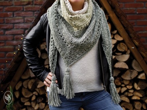 haakpakket faded shawl - sjaal groen